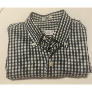 Peter Millar Crown Soft Black Check LS Mens Shirt Cotton / Silk Pre-Owned